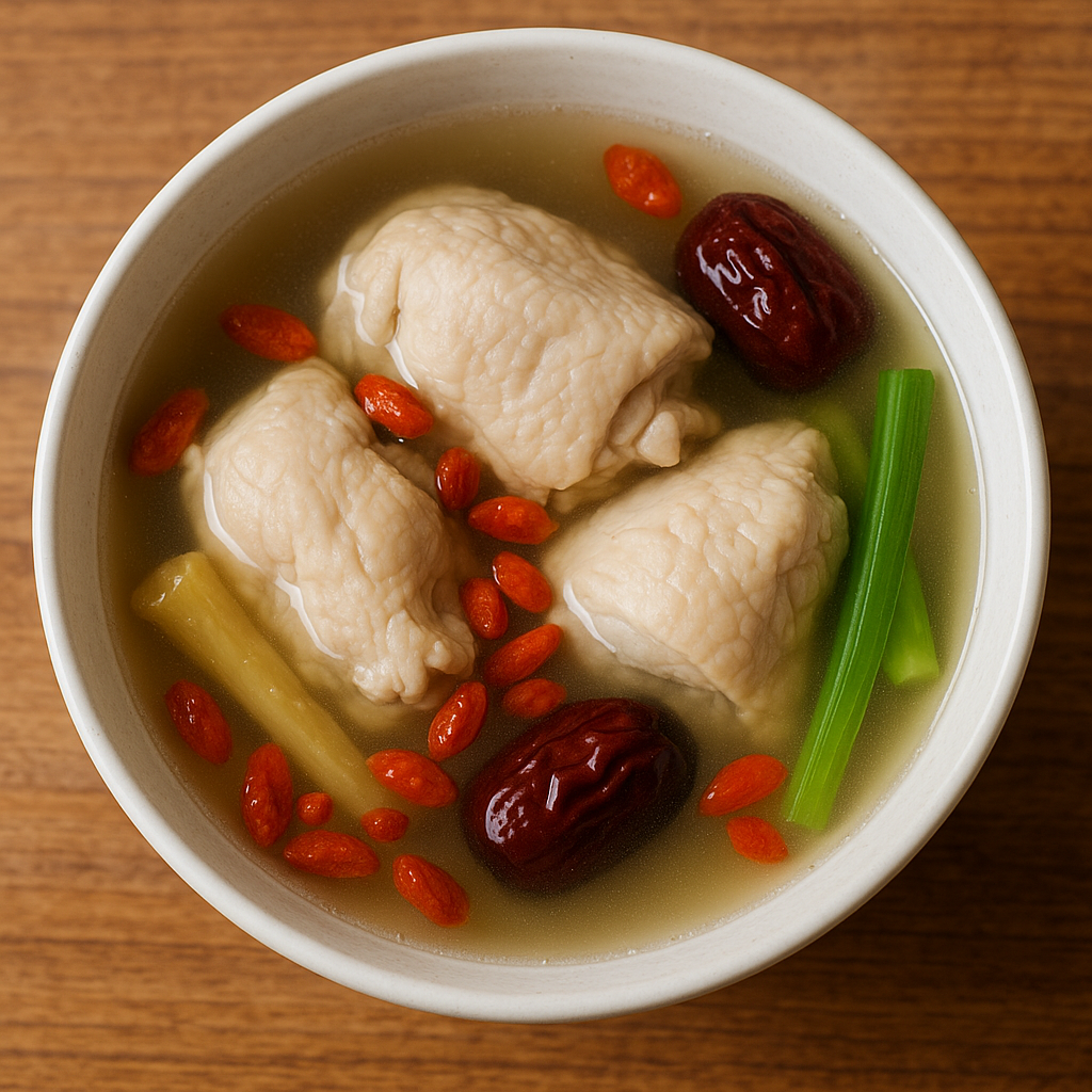 鶏肉とクコの実の薬膳スープ
